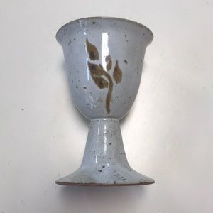 Vintage Studio Pottery Goblet/Chalice with‎ Leaf Design